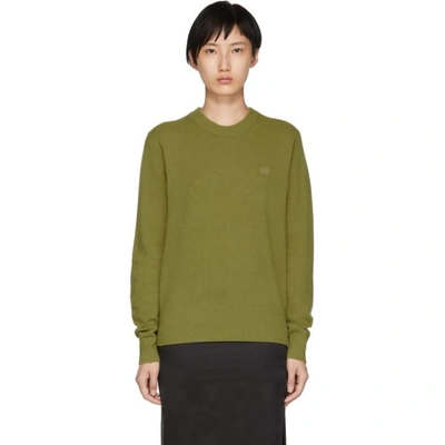 Shop Acne Studios Green Knit Face Sweater In Olive Green