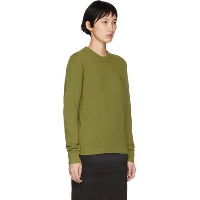 Shop Acne Studios Green Knit Face Sweater In Olive Green