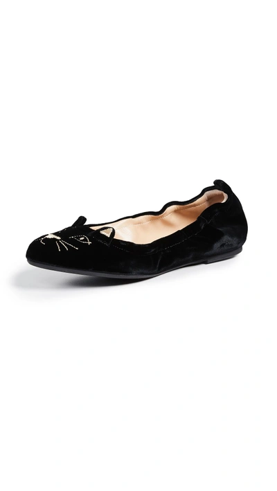 Shop Charlotte Olympia Kitty Flats In Black