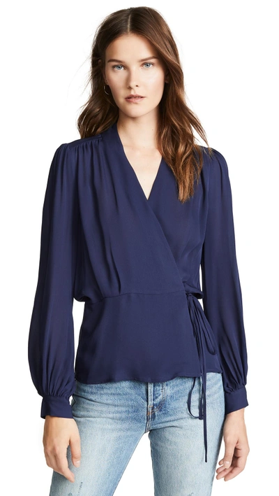 Shop L Agence Cara Blouse In Navy