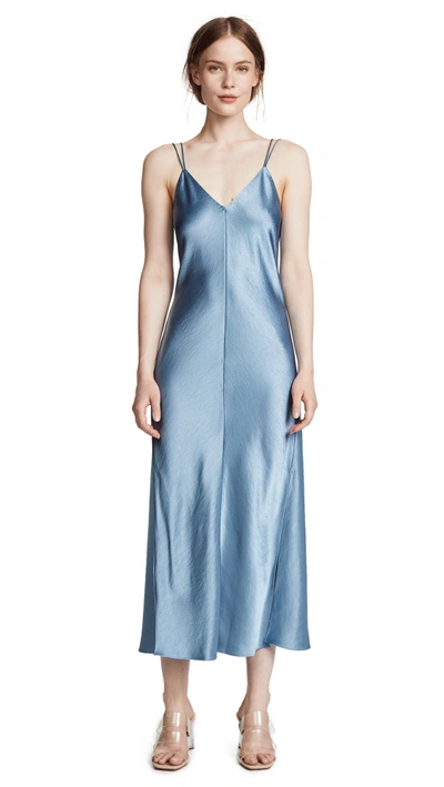 Shop Theory Double Strap Slip Dress In Blue Heron