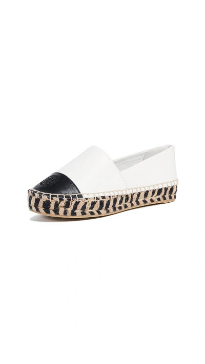 Shop Tory Burch Colorblock Platform Espadrilles In Perfect Ivory/perfect Black