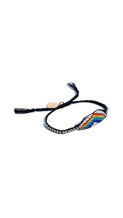 Shop Venessa Arizaga Rainbow Friendship Bracelet In Black