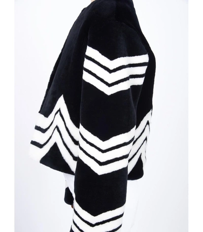 Shop Givenchy Black Chevron Stripe Faux Fur Jacket