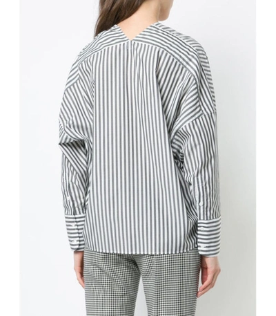 Shop Nili Lotan Black/white Striped Single Button Shirt