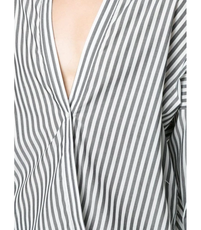 Shop Nili Lotan Black/white Striped Single Button Shirt