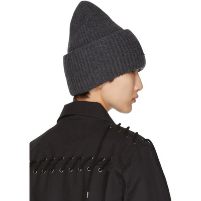 Shop Acne Studios Grey Pansy L Face Beanie In Charcoal Me