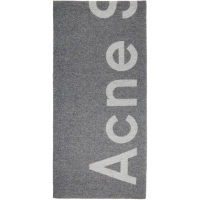 Shop Acne Studios Grey Toronty Logo Scarf