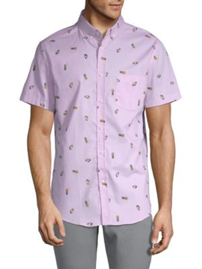 Shop Sovereign Code Crystal Cove Cotton Button-down Shirt In Tropic Pink