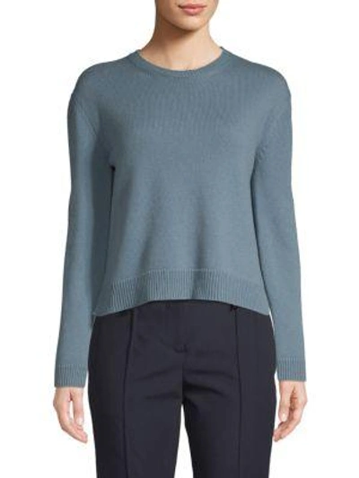 Shop Valentino Hi-lo Cashmere Sweater In Deep Blue