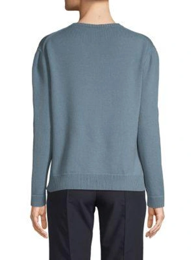 Shop Valentino Hi-lo Cashmere Sweater In Deep Blue