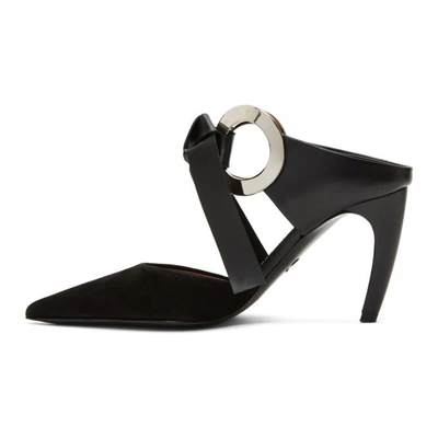 Shop Proenza Schouler Black Suede Curved Heel Mules