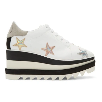 Shop Stella Mccartney White Elyse Stars Platform Derbys In 9075 Wh/pr/