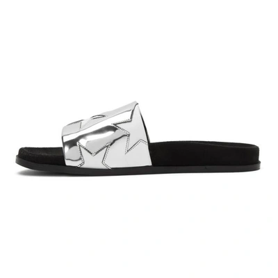 Shop Stella Mccartney Silver Metallic Stars Slides In 8171 Indium