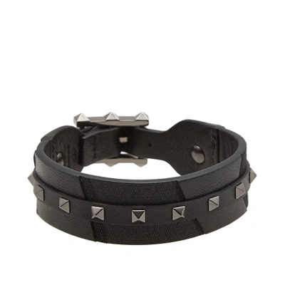 Shop Valentino Rockstud Camo Bracelet In Black