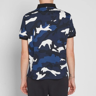 Shop Valentino Camo Print Polo In Blue