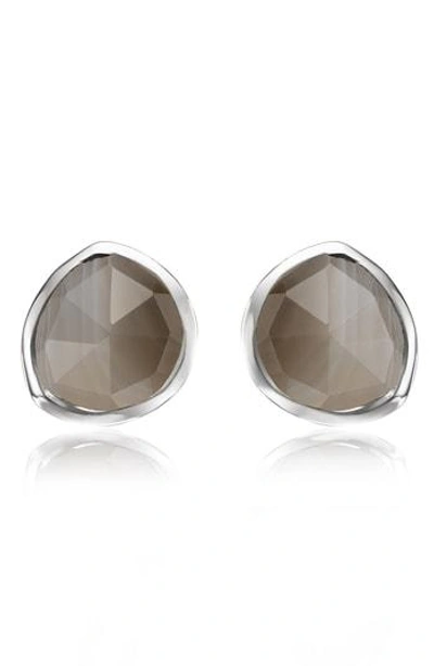 Shop Monica Vinader Siren Stud Earrings In Silver/ Grey Agate