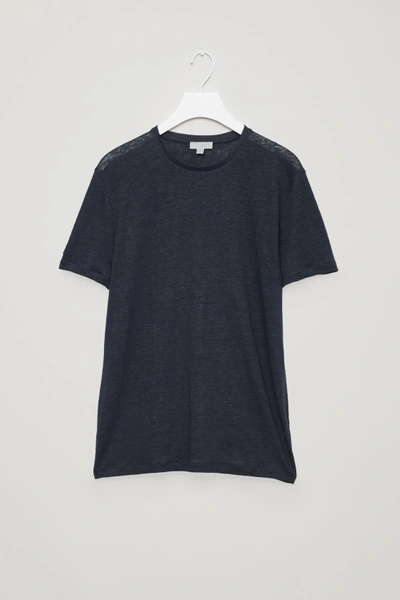 Shop Cos Regular-fit Linen T-shirt In Blue