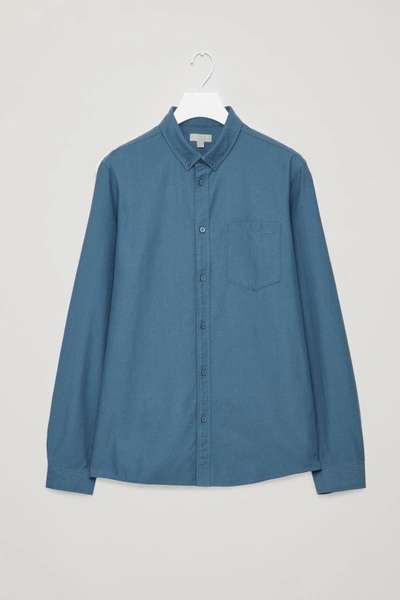 Shop Cos Cotton Button-down Shirt In Blue