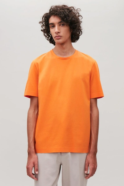 Shop Cos Bonded Cotton T-shirt In Orange