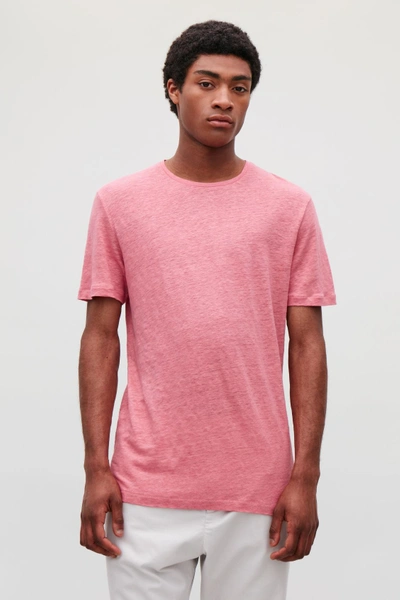 Shop Cos Short-sleeved Linen T-shirt In Pink