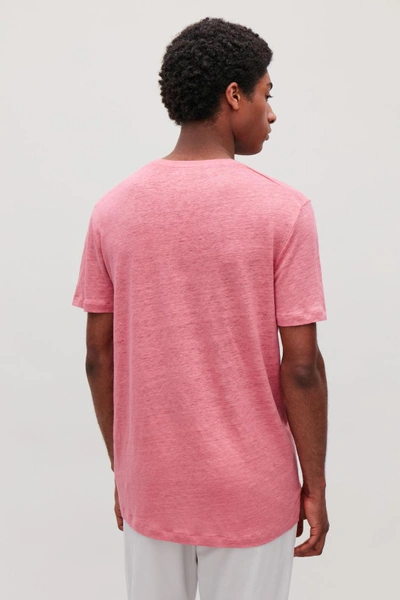 Shop Cos Short-sleeved Linen T-shirt In Pink