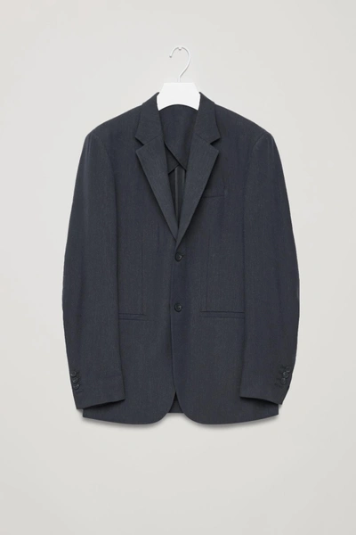 Cos Slim-fit Linen Blazer In Blue | ModeSens