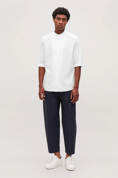 Shop Cos Regular-fit Collarless Shirt In White