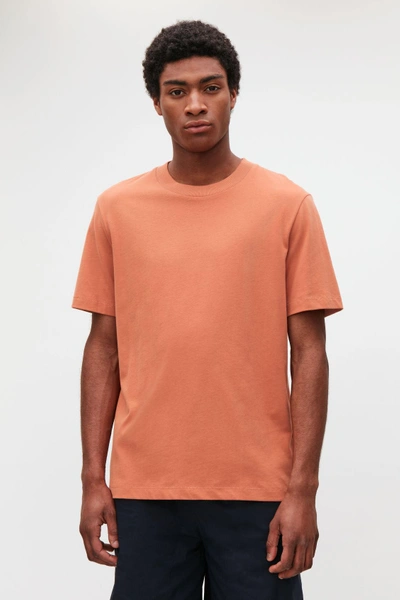 Shop Cos T-shirt With Rib Neck In Orange