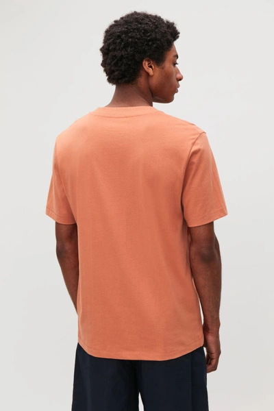 Shop Cos T-shirt With Rib Neck In Orange