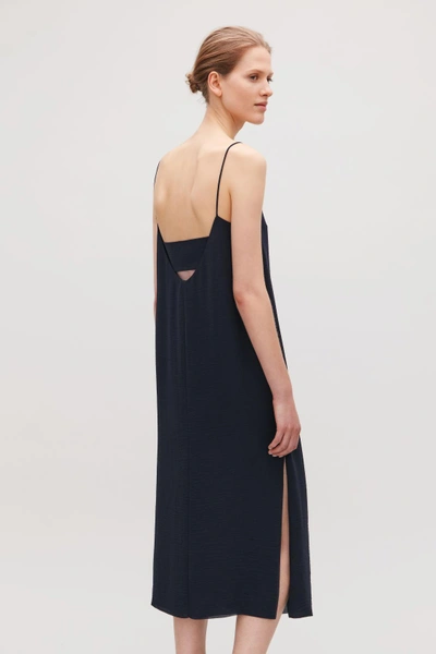 Cos Layered Open back Dress In Navy ModeSens