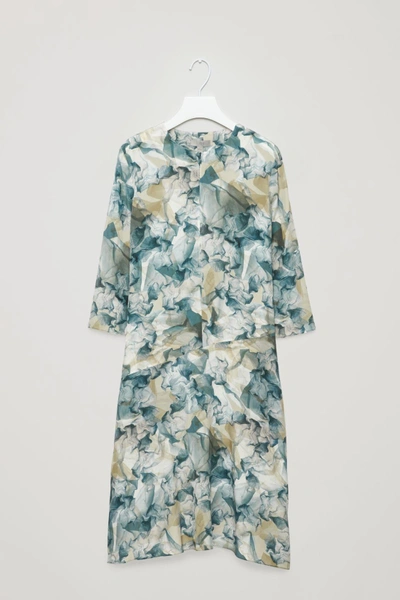 Shop Cos Printed Silk Dress In White