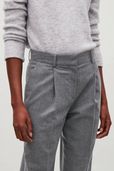 Shop Cos Tapered Trousers In Grey