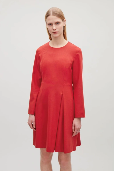 Shop Cos Seamed A-line Dress In Red