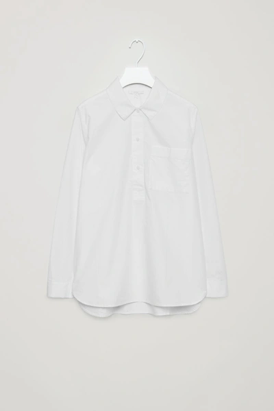 Shop Cos Cropped Oversized Shirt In White