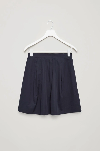 Shop Cos Flared Cotton Skirt In Blue