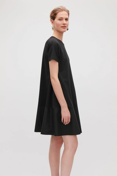 Shop Cos Contrast-panelled Jersey Dress In Black