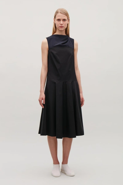 Shop Cos Panelled High-neck Dress In Blue