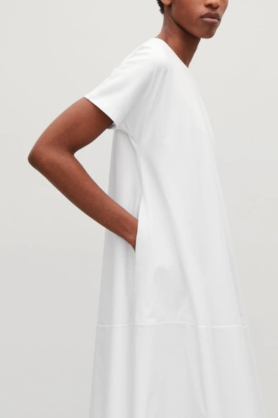 Shop Cos Contrast-panelled Jersey Dress In White