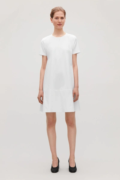 Shop Cos Contrast-panelled Jersey Dress In White