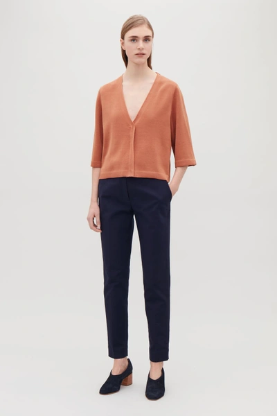 Shop Cos Zip-up Knitted Jacket In Orange