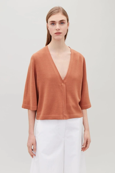 Shop Cos Zip-up Knitted Jacket In Orange