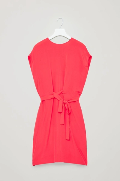 Shop Cos Silk Dress With Wrap Tie In Red