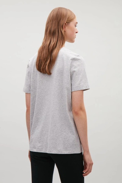Shop Cos V-neck Cotton T-shirt In Grey