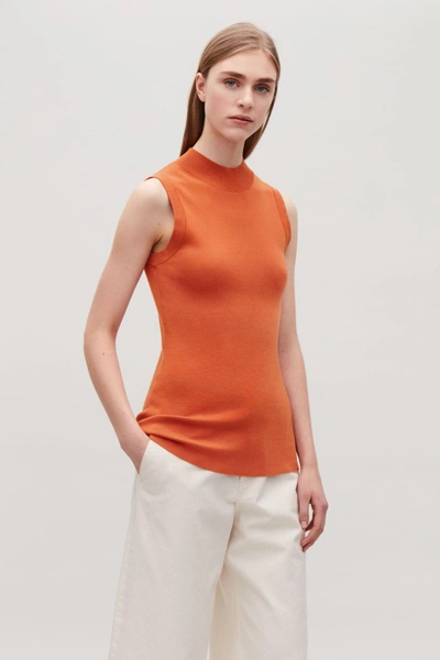 Shop Cos Cotton-silk Vest Top In Orange