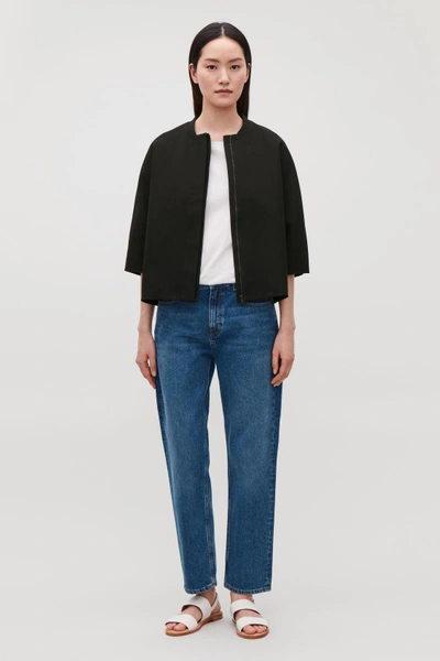 Shop Cos Boxy Jacket With Bomber Collar In Black
