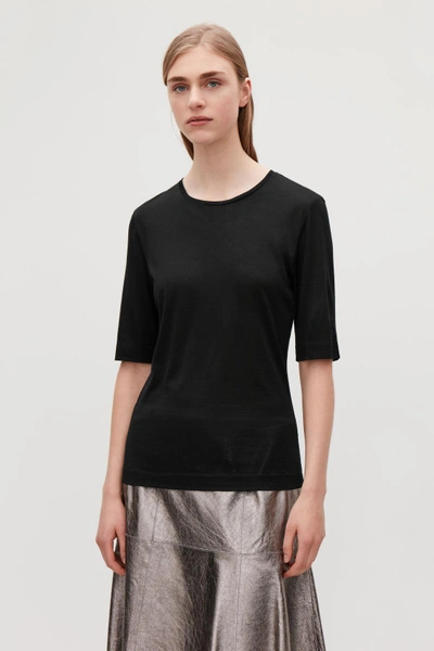 Shop Cos Silk Short-sleeved T-shirt In Black