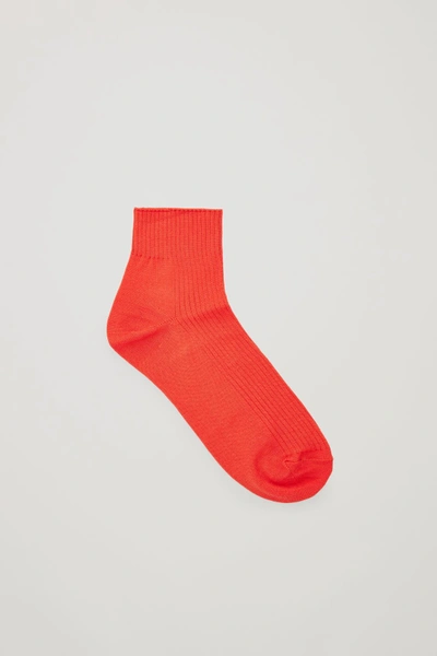 Shop Cos Ribbed Low Ankle Socks In Orange