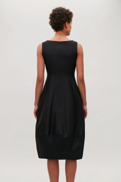 Shop Cos Cotton-silk Cocoon Dress In Black