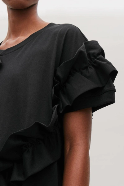 Shop Cos Frilled Cocoon Dress In Black